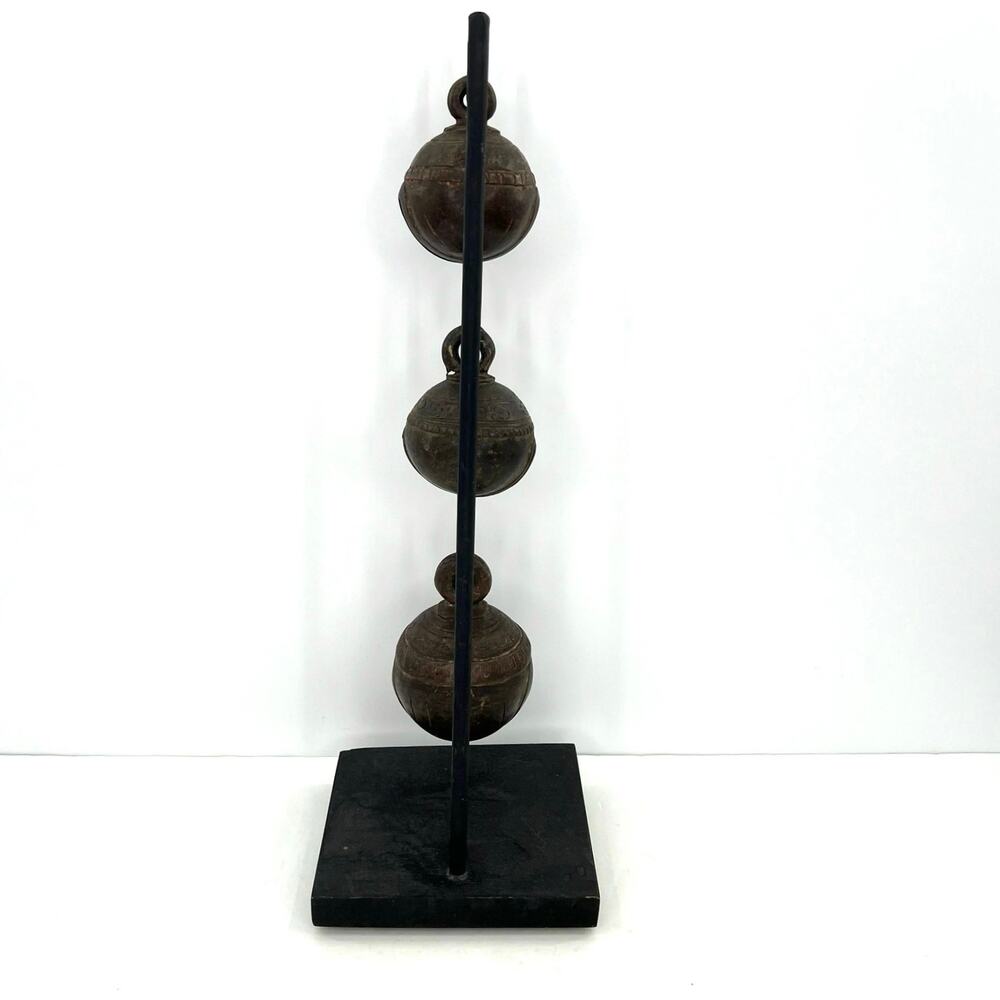 19th Century Burmese Bronze Elephant Bells & Stand